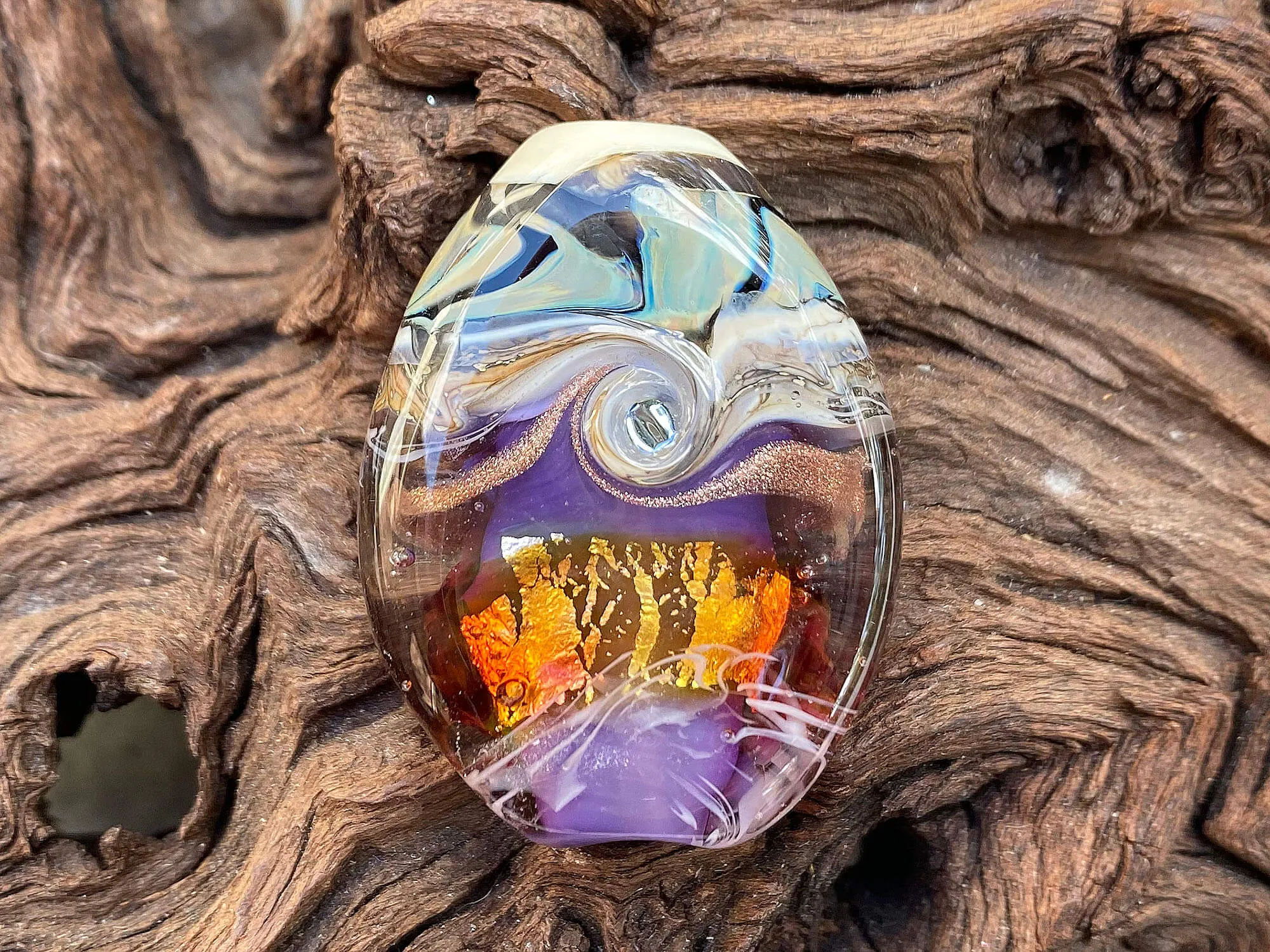 Purple Fire Organic Lampwork Focal Bead SRA