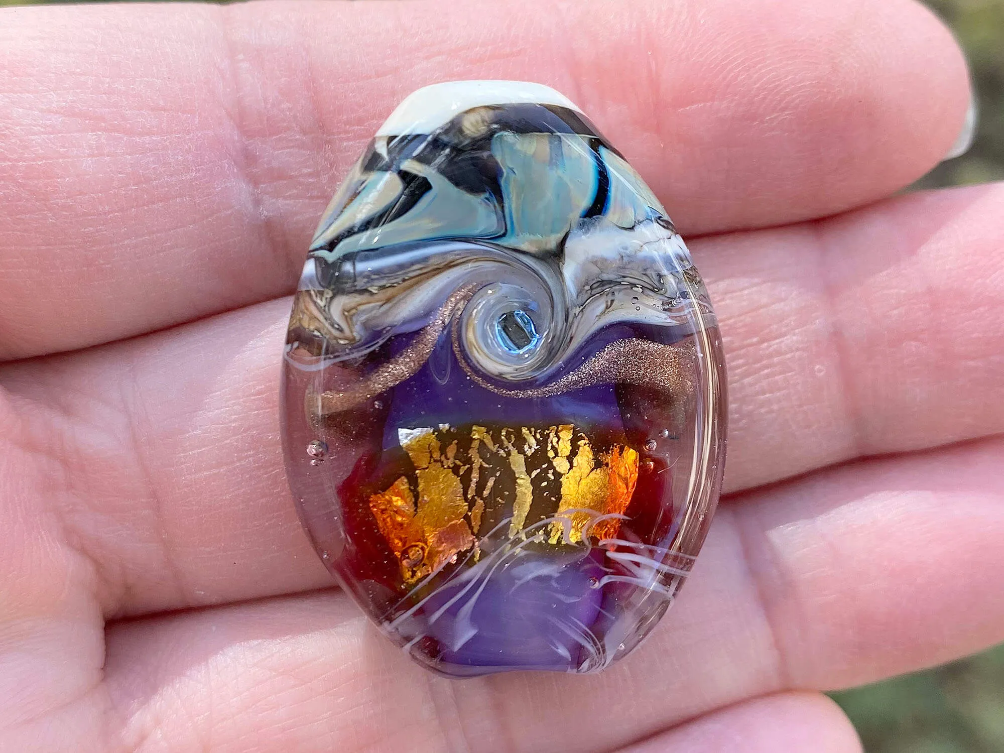 Purple Fire Organic Lampwork Focal Bead SRA