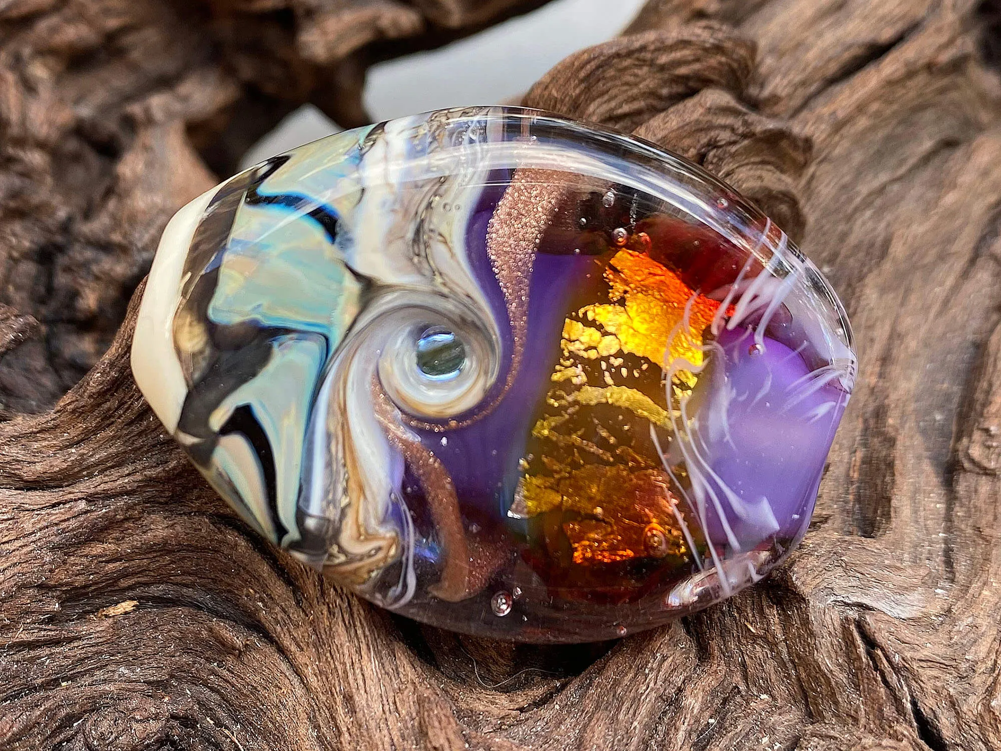 Purple Fire Organic Lampwork Focal Bead SRA