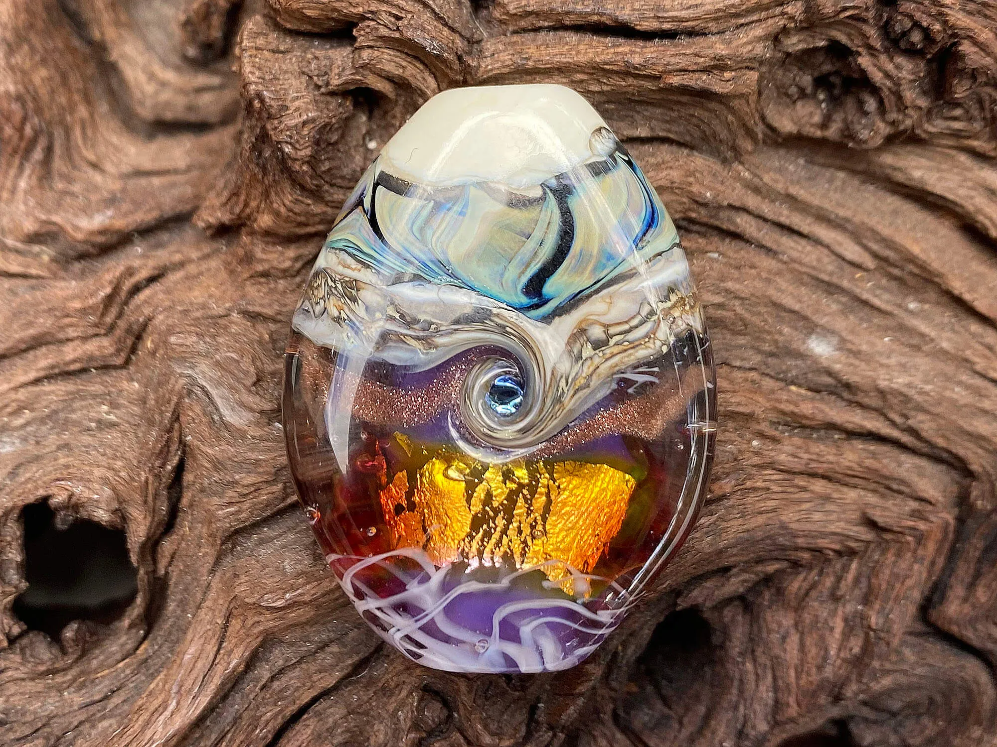 Purple Fire Organic Lampwork Focal Bead SRA