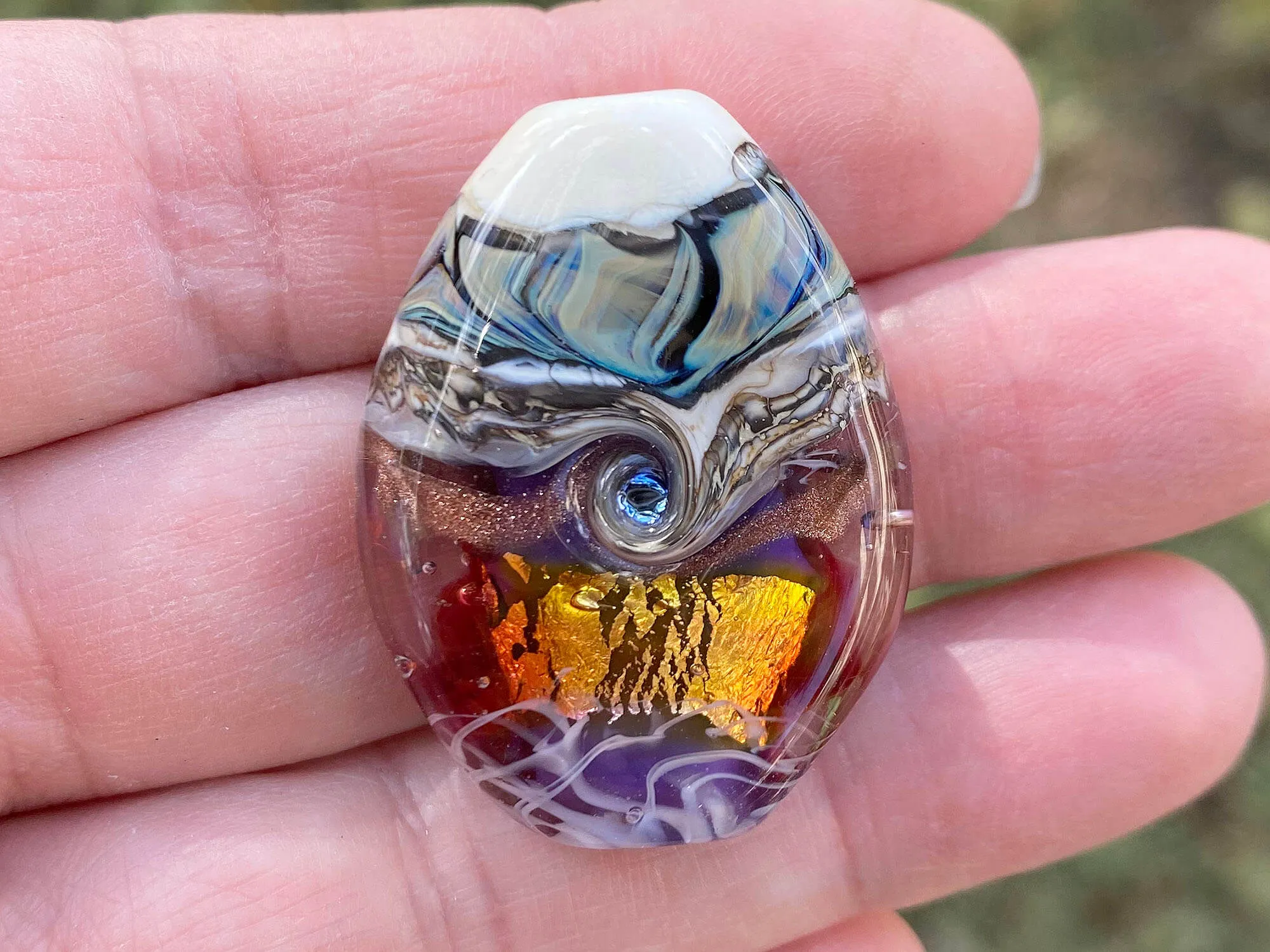 Purple Fire Organic Lampwork Focal Bead SRA