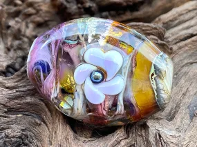 Purple Floral Organic Lampwork Focal Bead SRA