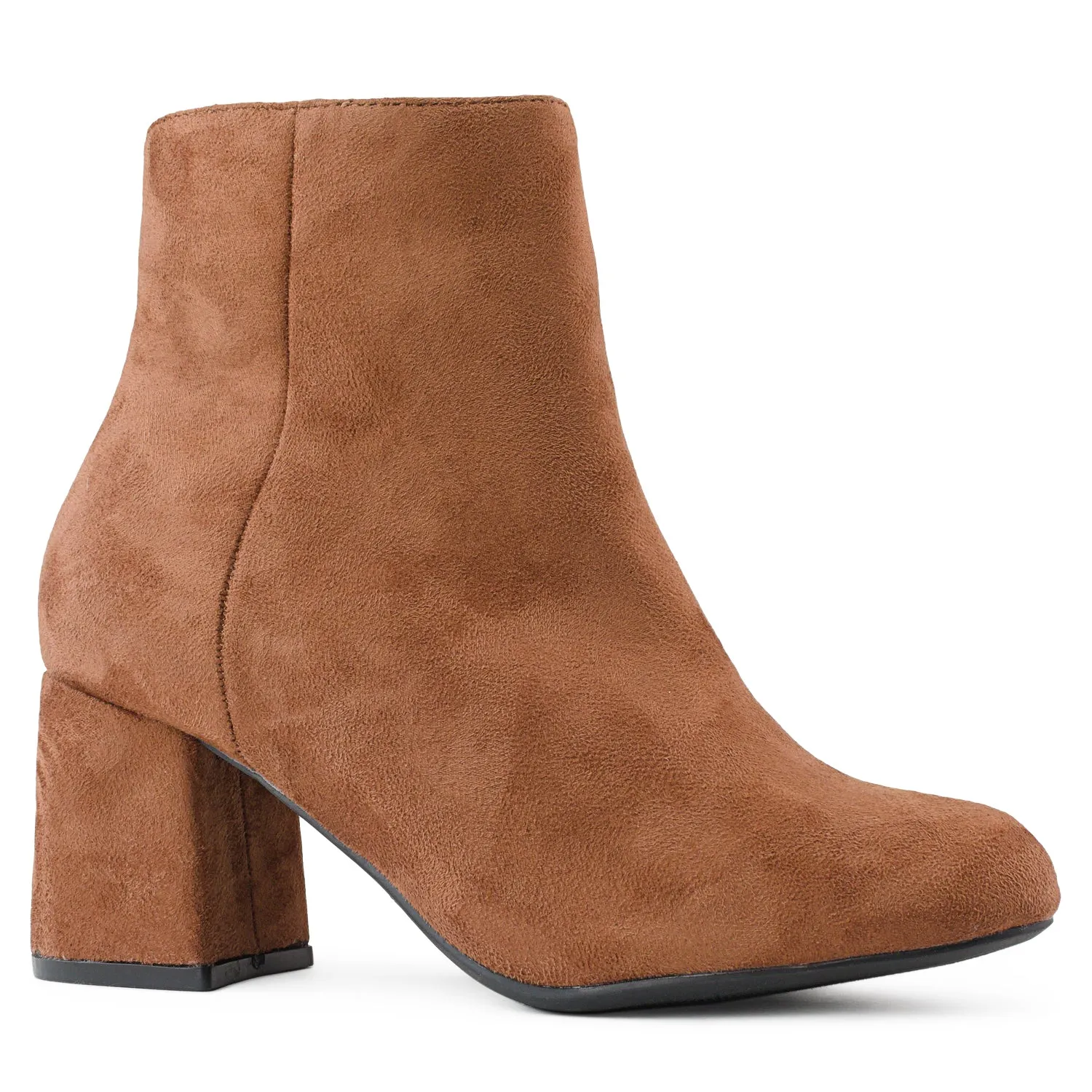 "Wide Width" Block Heel Ankle Boots - Plus Size Friendly CHESTNUT