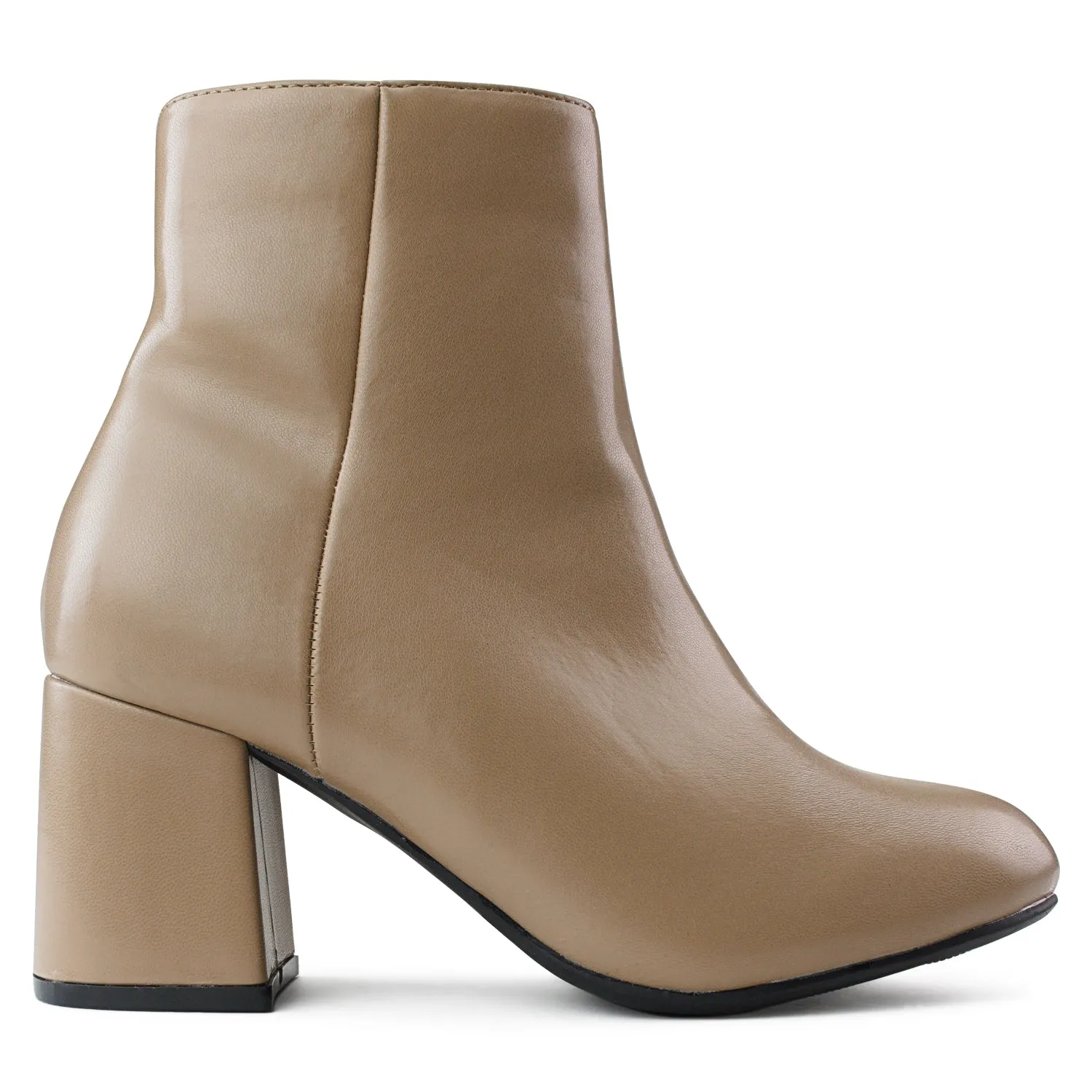 "Wide Width" Block Heel Ankle Boots - Plus Size Friendly TAUPE