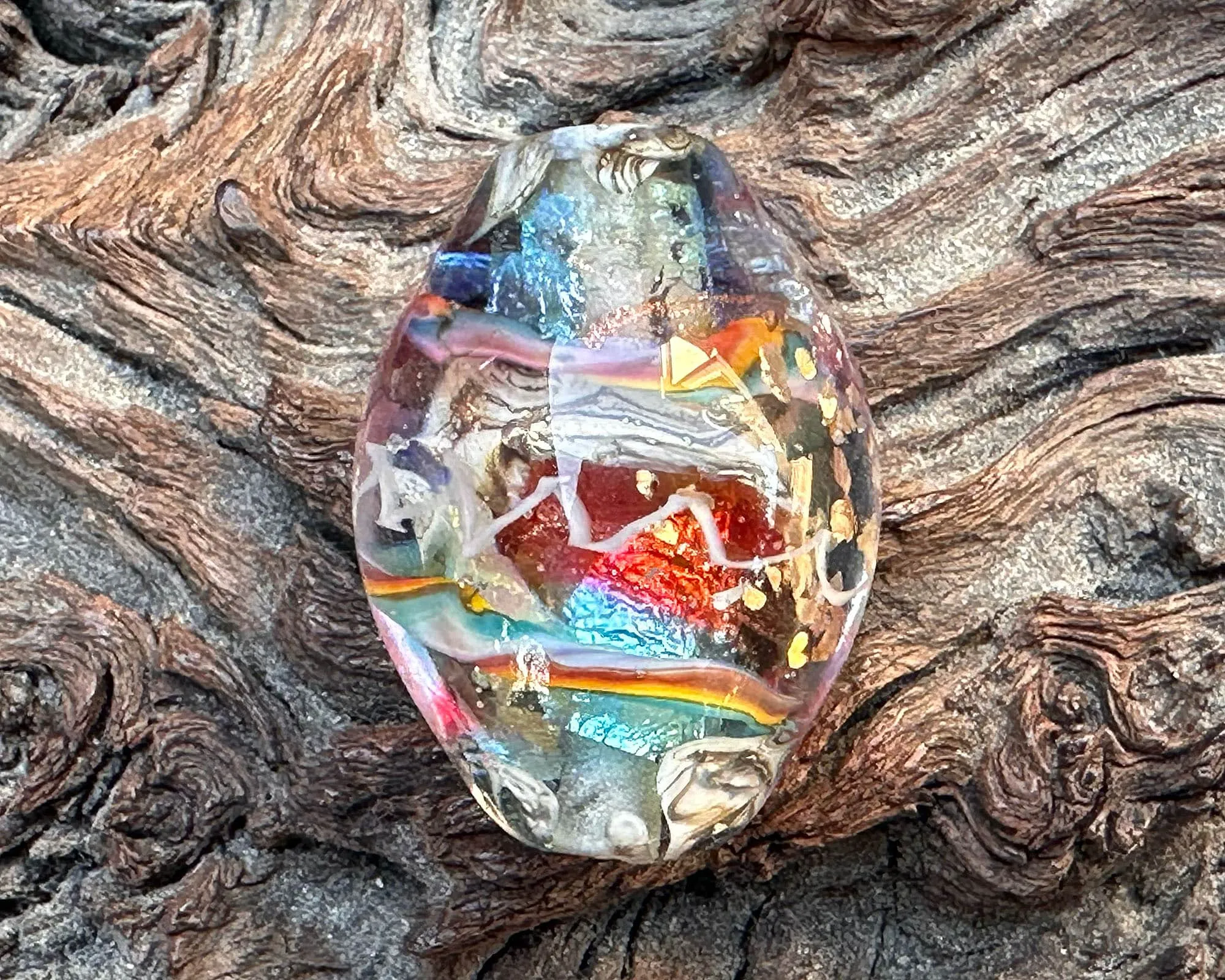 Rainbow Ivory Shimmer Lampwork Focal Bead SRA