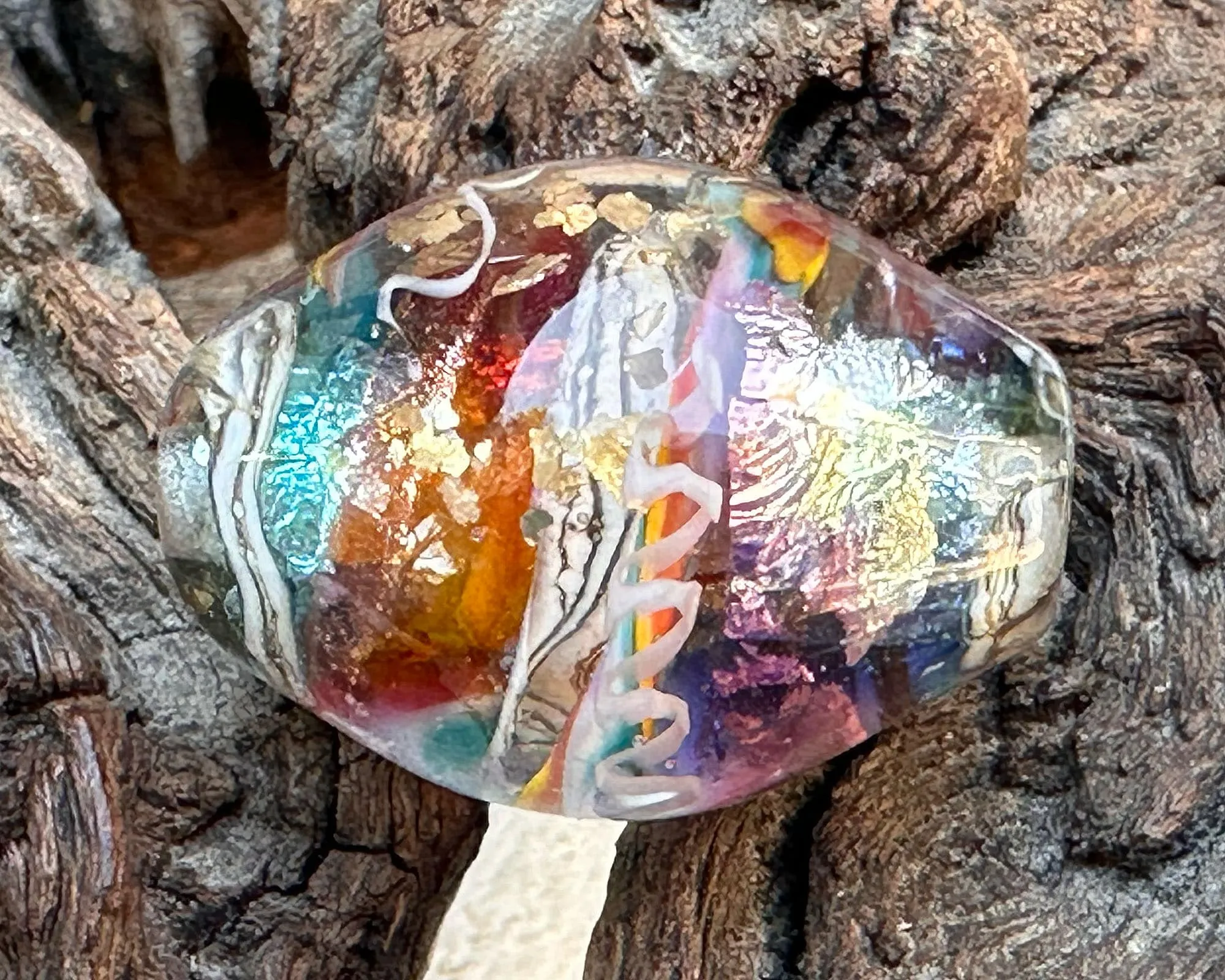 Rainbow Ivory Shimmer Lampwork Focal Bead SRA