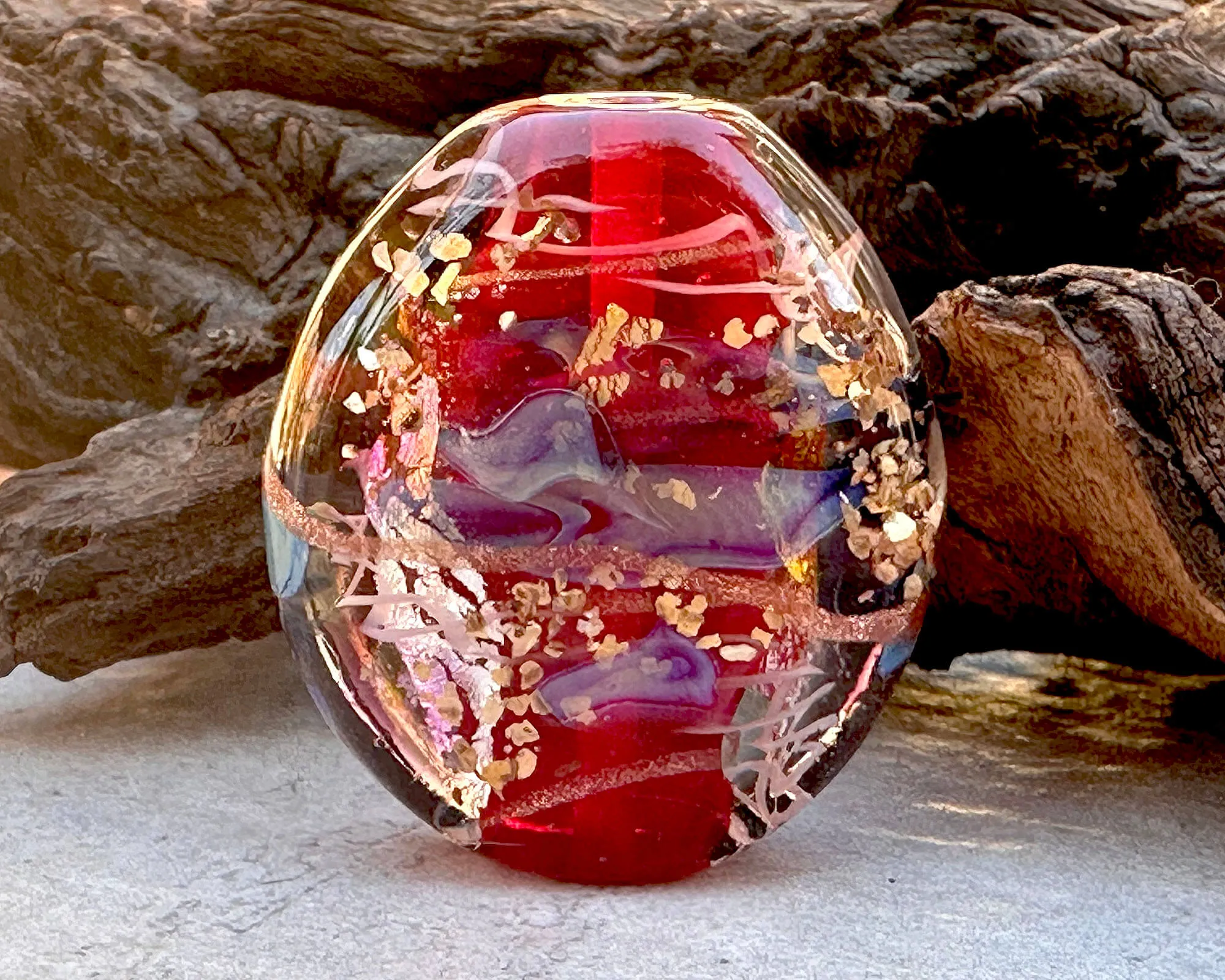 Red Treasure Lampwork Focal Bead SRA