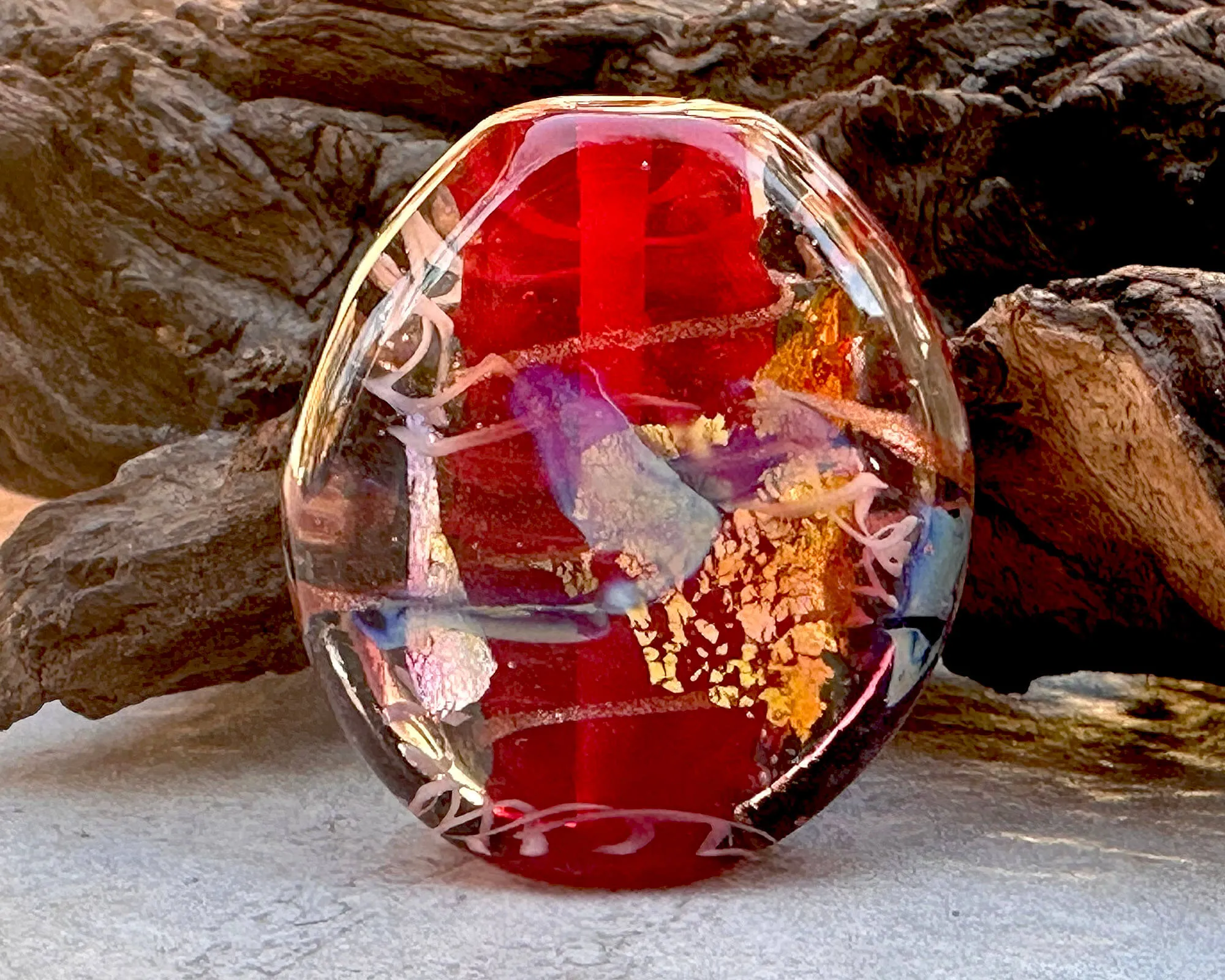 Red Treasure Lampwork Focal Bead SRA