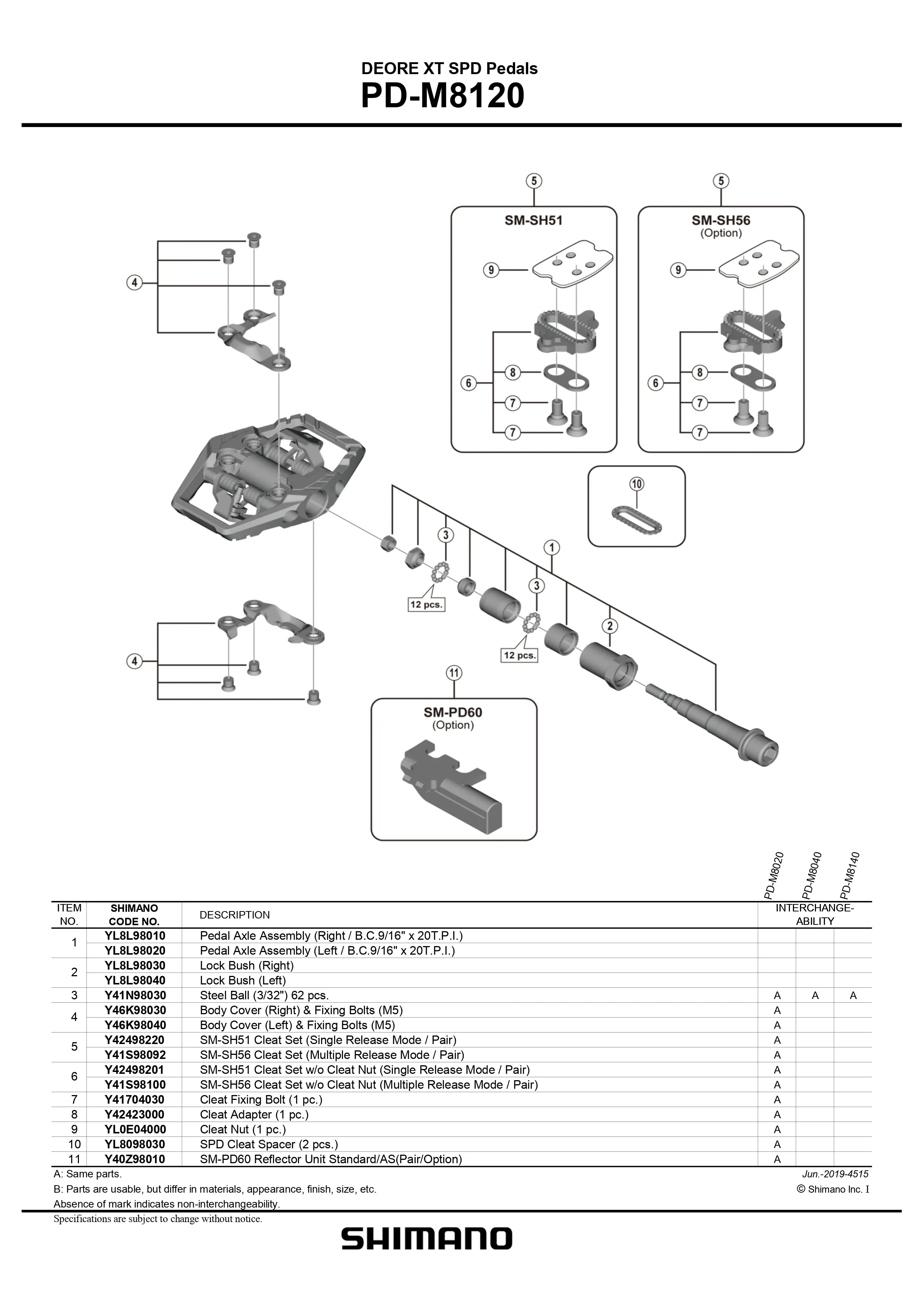 SHIMANO Deore XT PD-M8120 Trail SPD Black Pedals