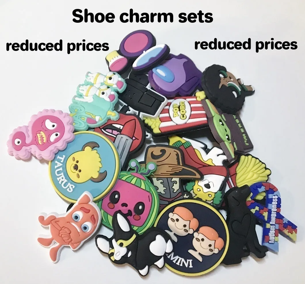 Shoe charm sets-reduced prices, spider, bat