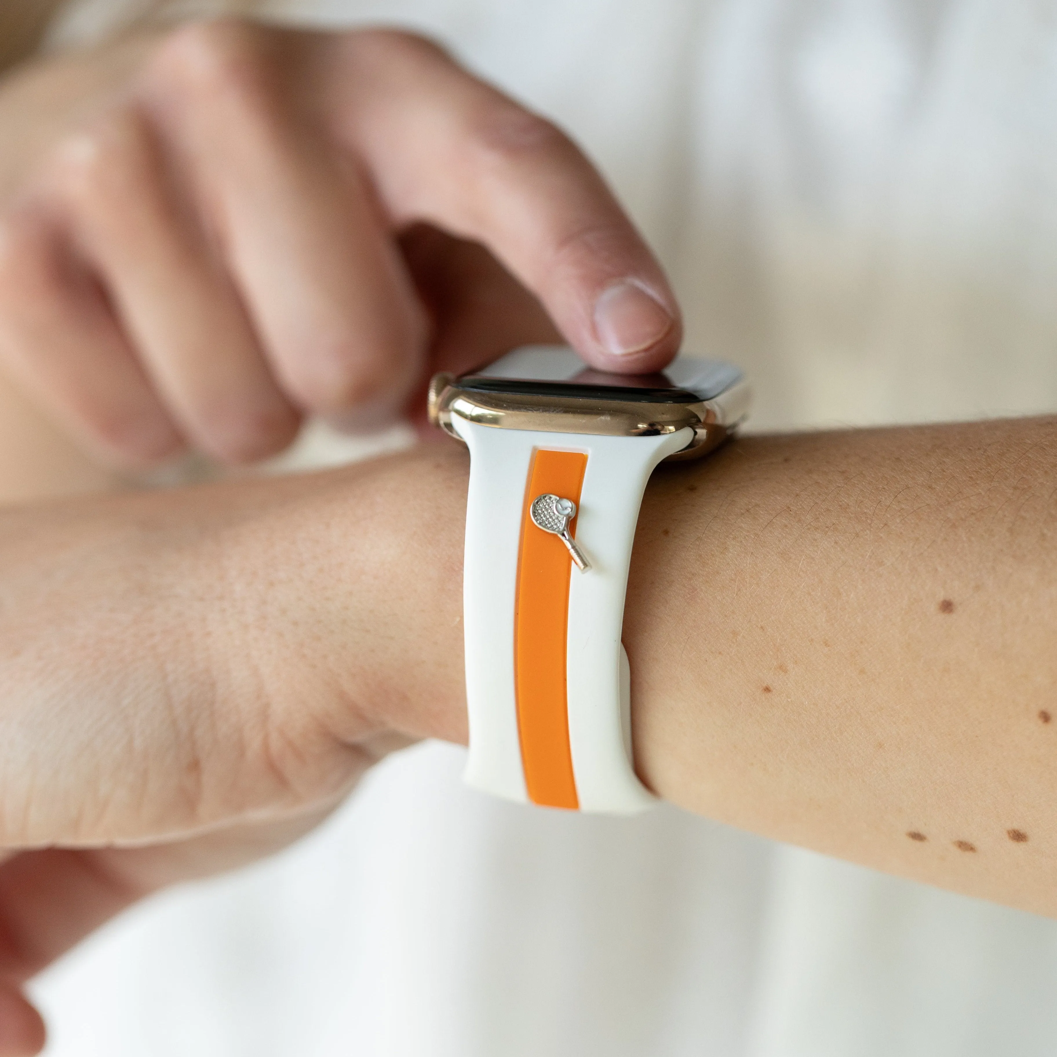 Skye White & Orange Smart Watch Band