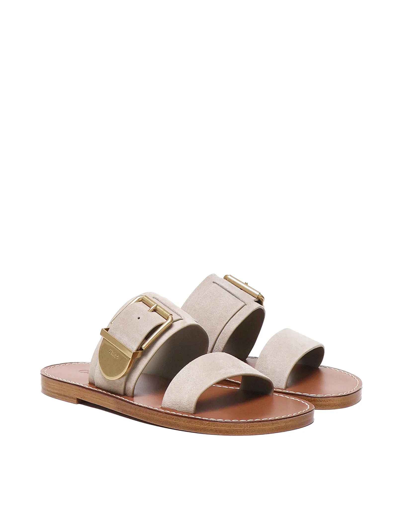 Taupe Double Lap Sandals with Buckle