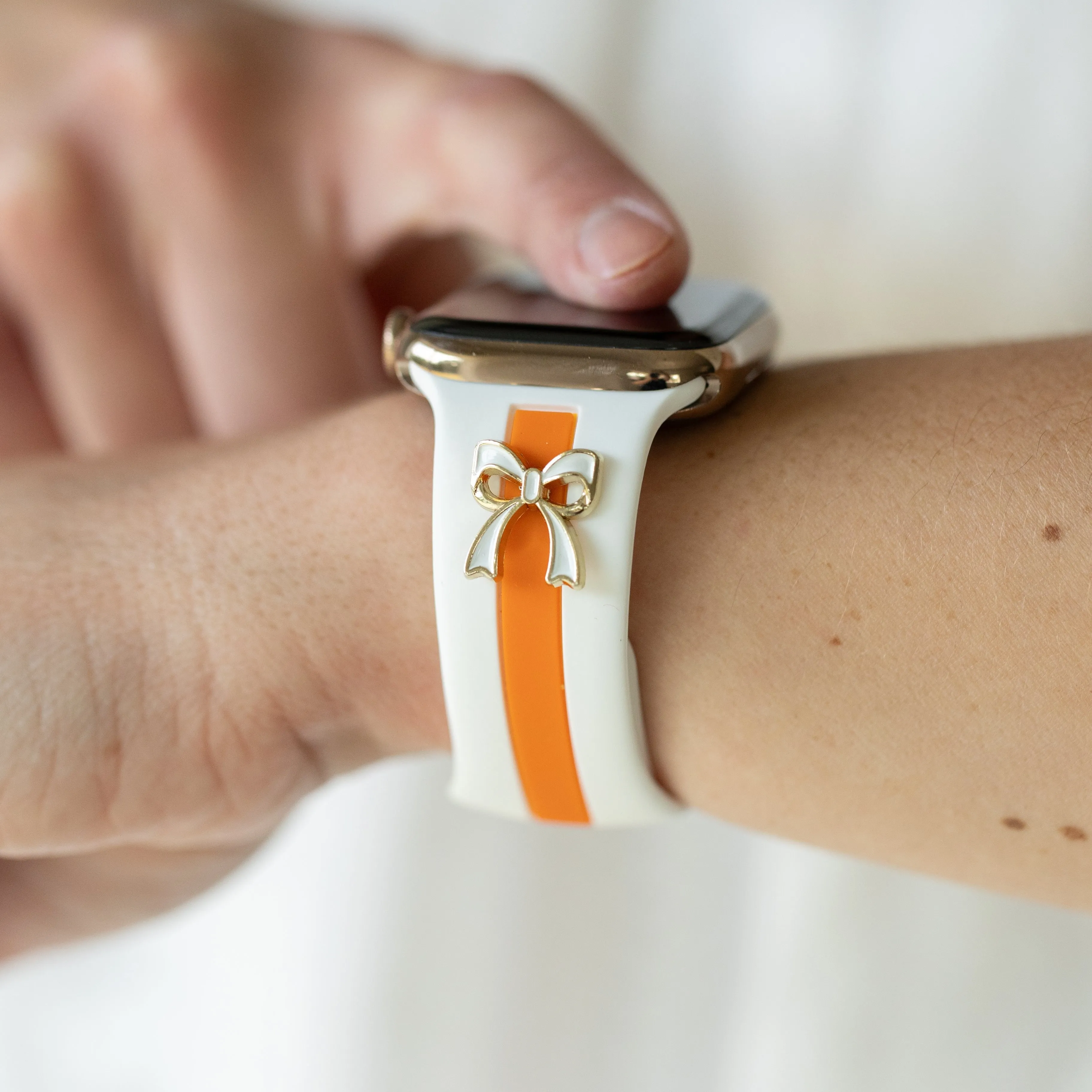 The It Girl White & Orange Smart Watch Band