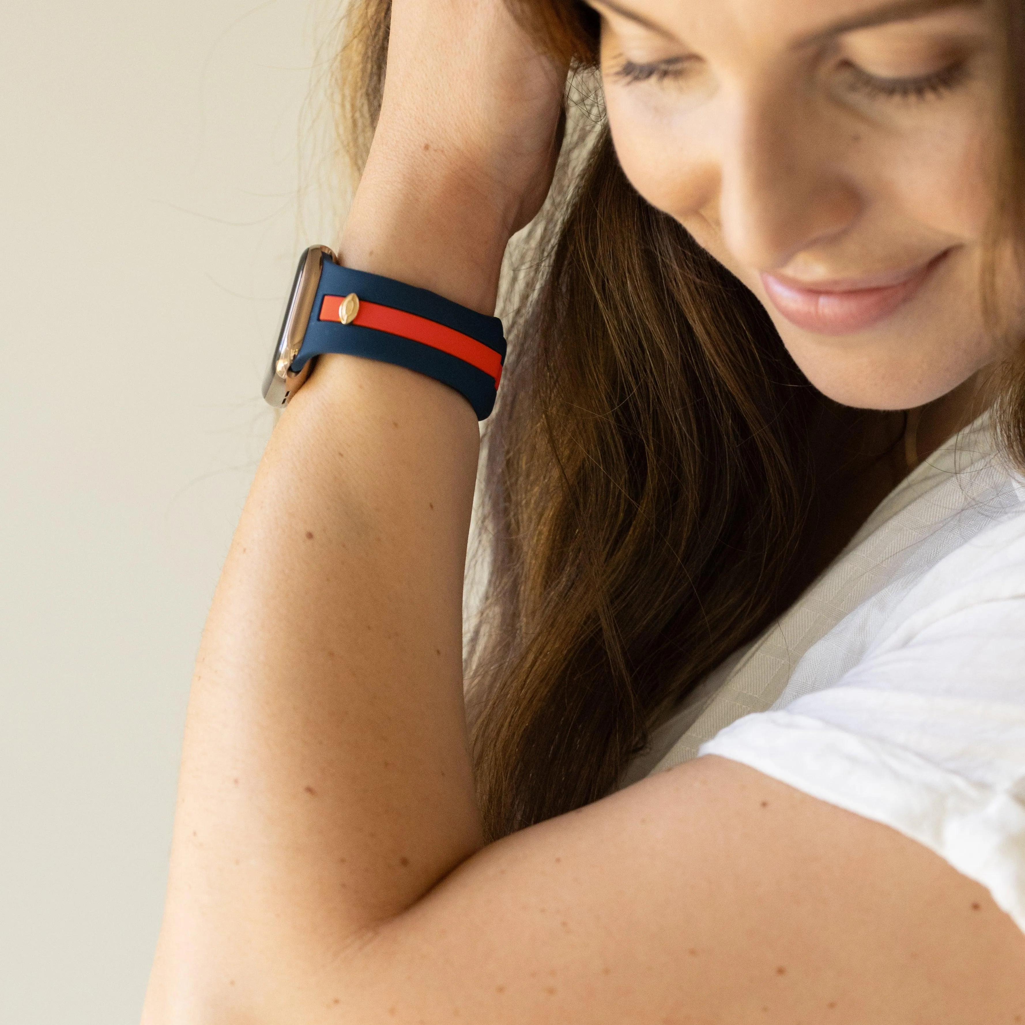 The L❤️ve Of F🏈🏈tball Navy Blue & Red Smart Watch Band