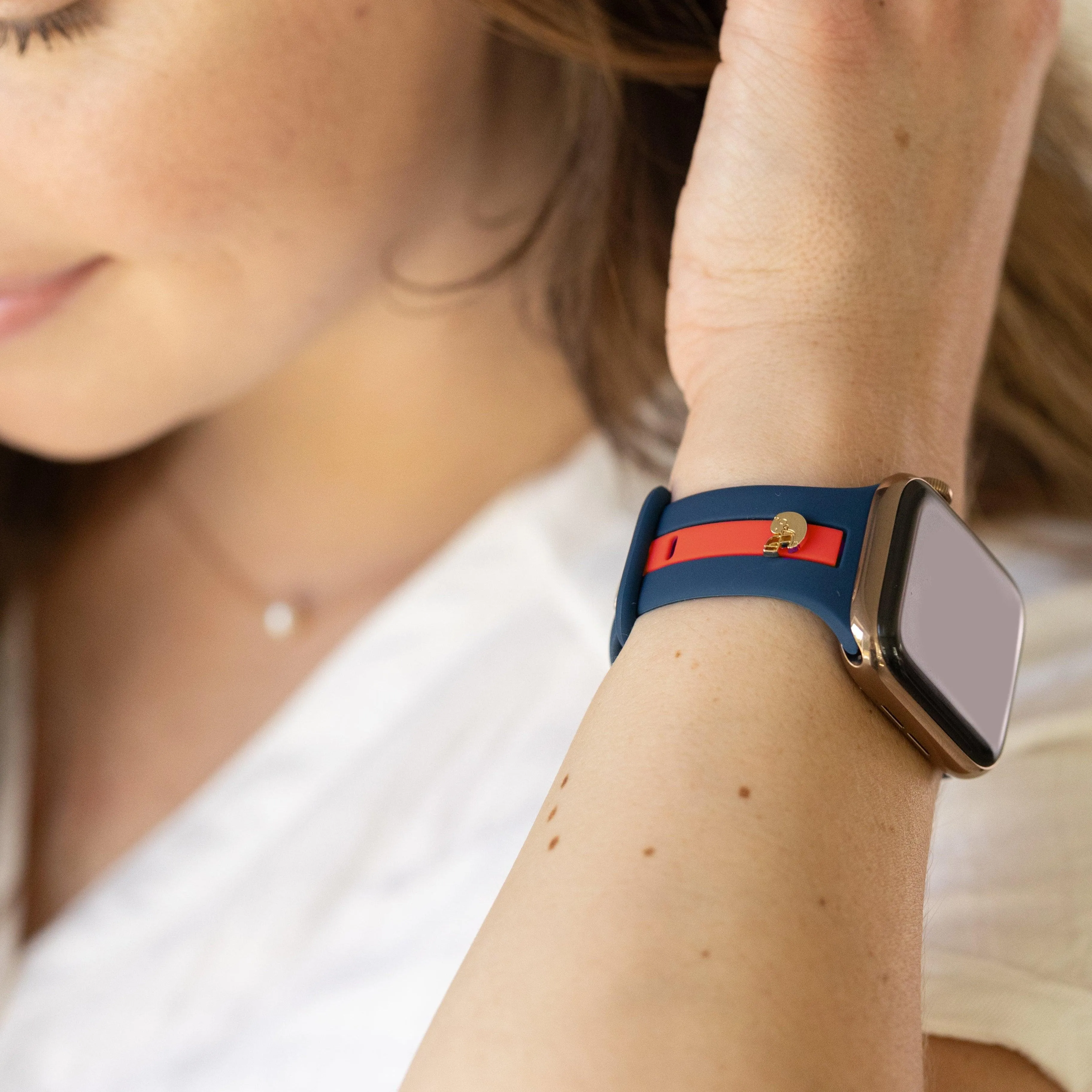 The L❤️ve Of F🏈🏈tball Navy Blue & Red Smart Watch Band