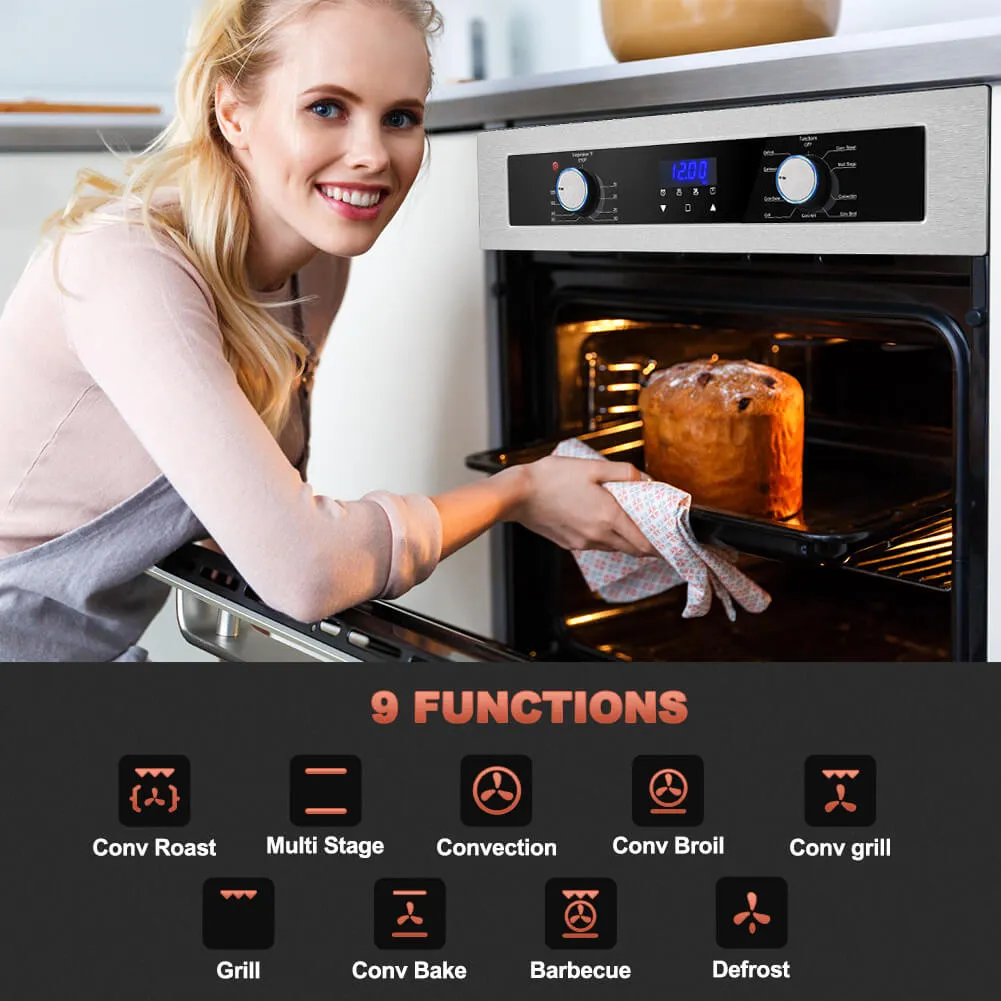 Thermomate 24'' Electric Single Wall Oven - 9 Cooking Functions