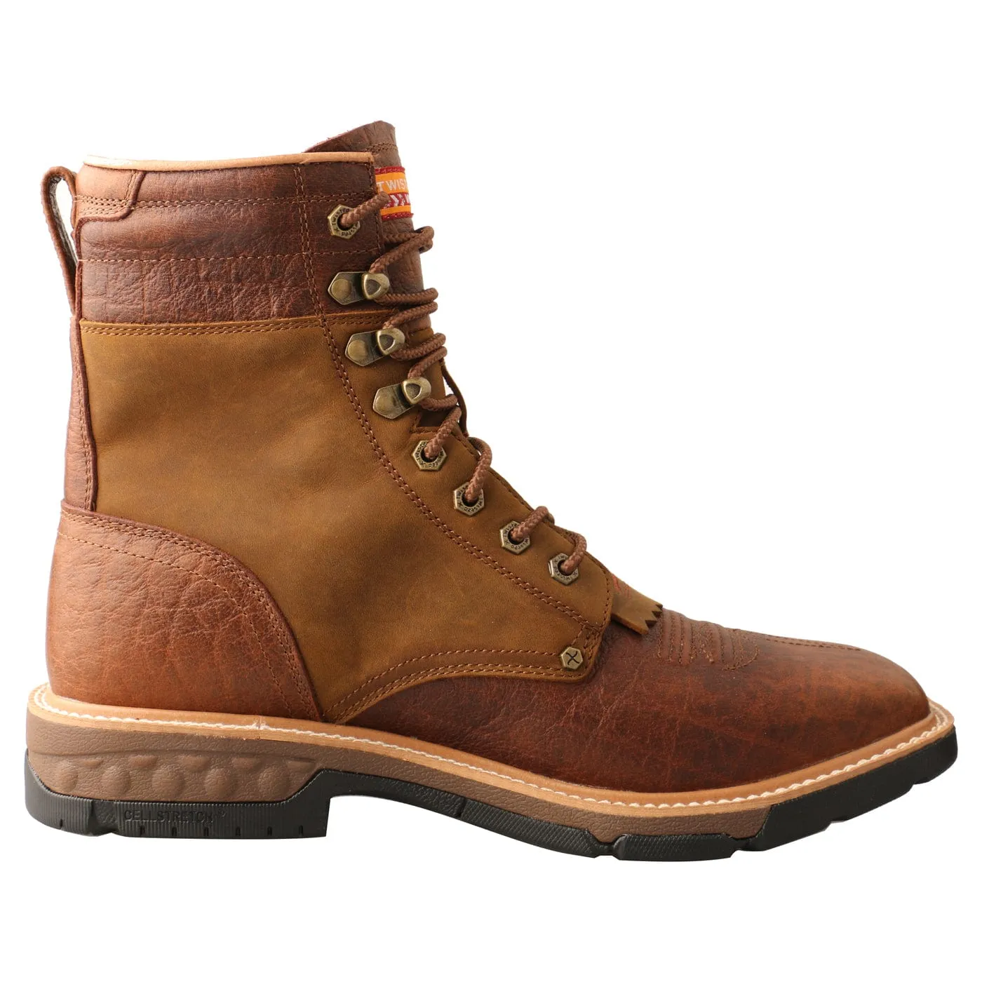 Twisted X Men's Distressed Saddle & Cognac CellStretch Lacer Work Boot MXLW001