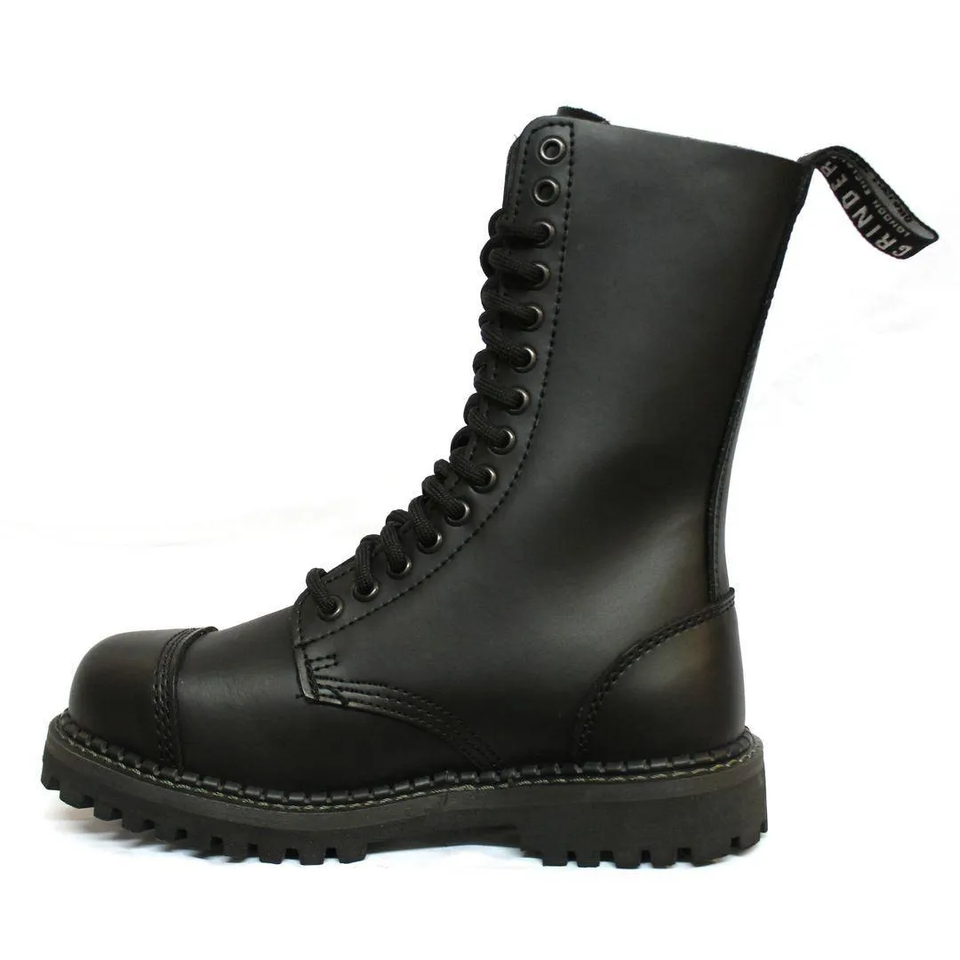 Unisex Real Leather Military Boots Black Ginders Herald Punk Rock Safety Steel Toe