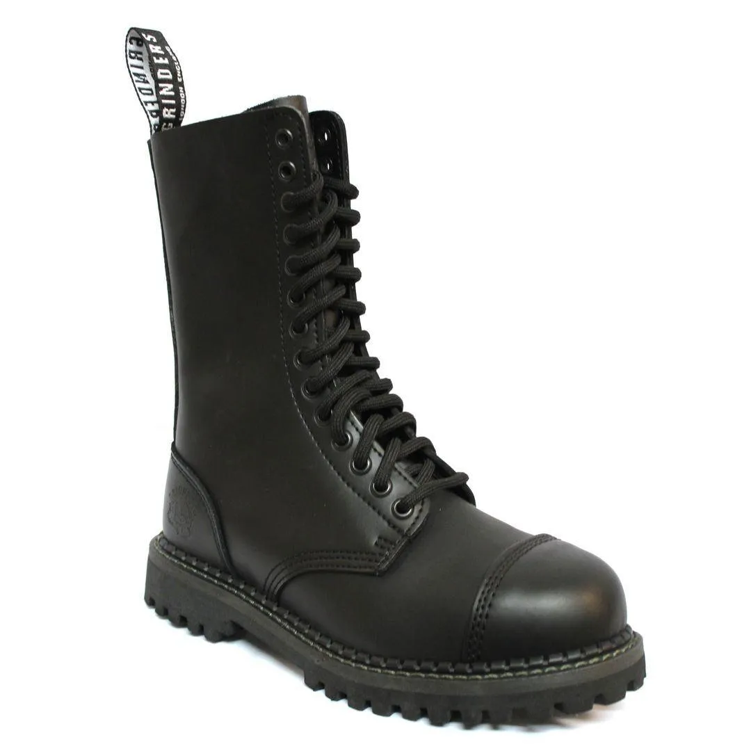 Unisex Real Leather Military Boots Black Ginders Herald Punk Rock Safety Steel Toe