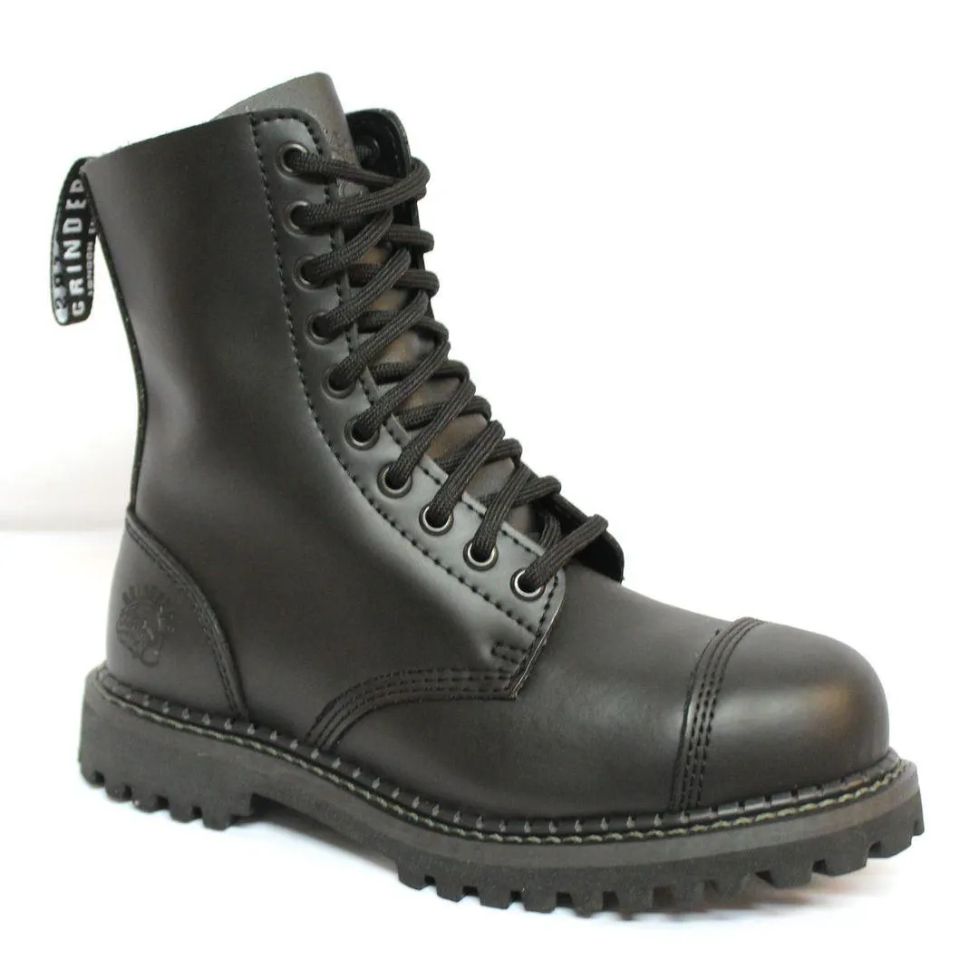 Unisex Real Leather Military Boots Black Ginders Stag Punk Rock Safety Steel Toe