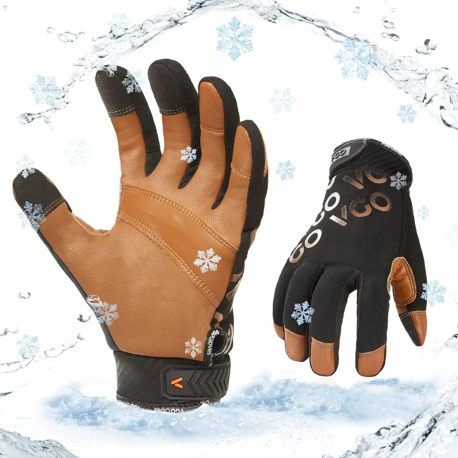 Winter Warm Ski Gloves Waterproof Insert, Touchscreen, Cold Storage Work Gloves