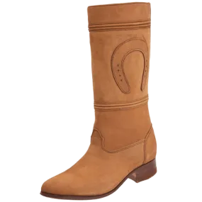 Women's Plain Tobacco Nobuck with Horseshoe Escaramuza Boot