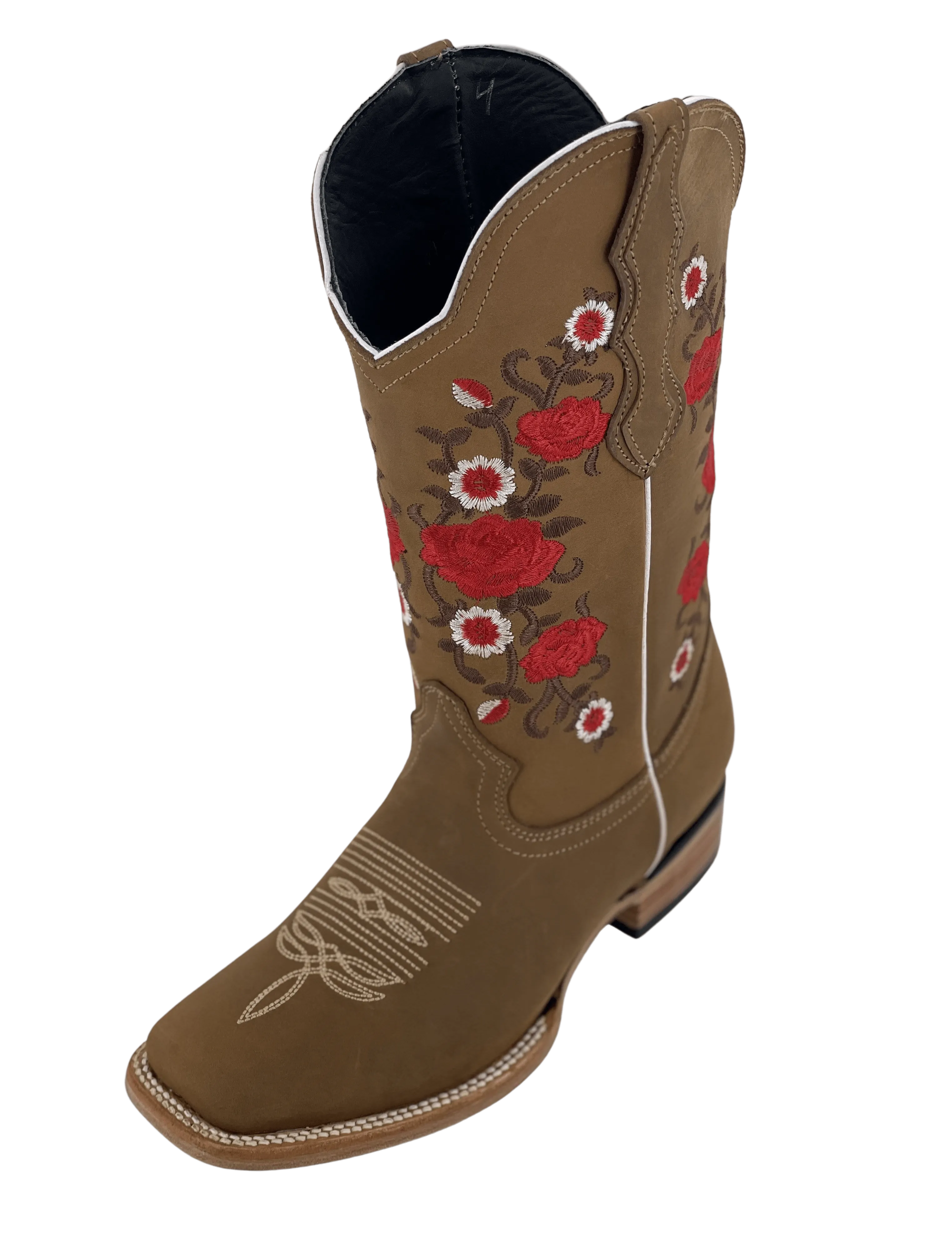 Women’s Red Rose Hazelnut Square Toe Rodeo Boot